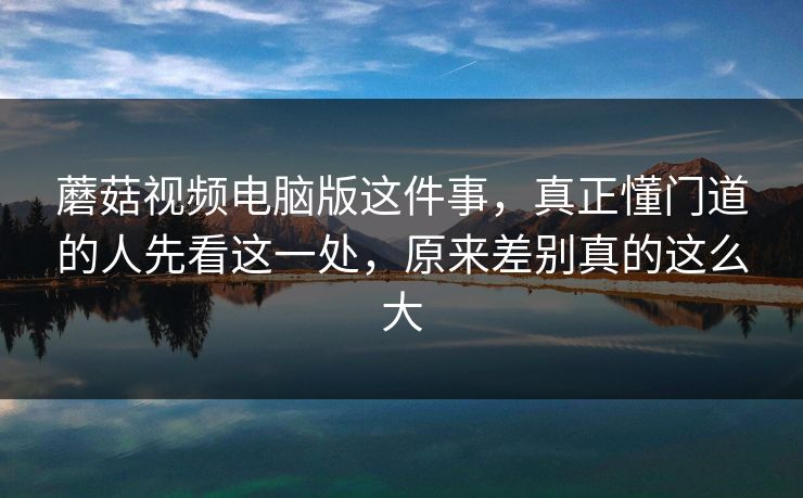 蘑菇视频电脑版这件事，真正懂门道的人先看这一处，原来差别真的这么大