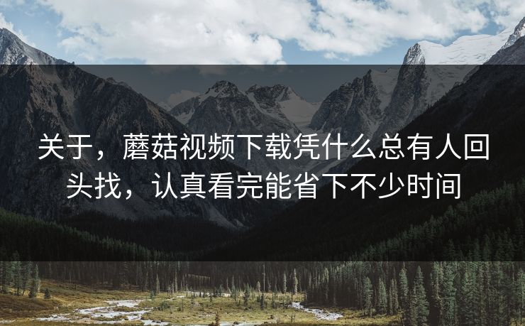 关于，蘑菇视频下载凭什么总有人回头找，认真看完能省下不少时间