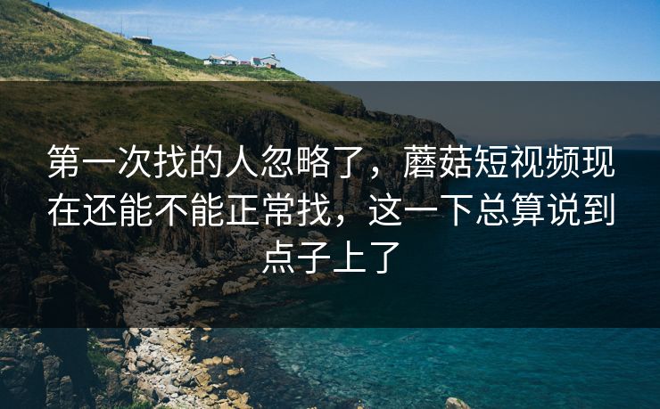 第一次找的人忽略了，蘑菇短视频现在还能不能正常找，这一下总算说到点子上了