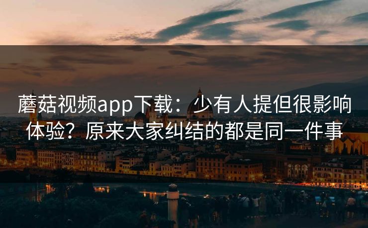 蘑菇视频app下载：少有人提但很影响体验？原来大家纠结的都是同一件事