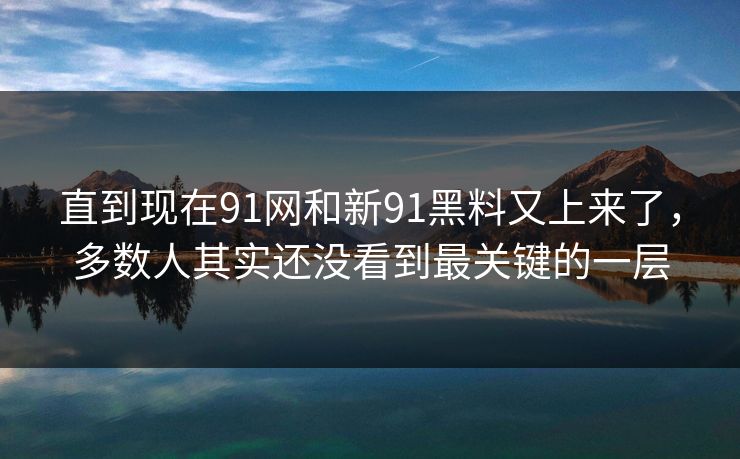 直到现在91网和新91黑料又上来了，多数人其实还没看到最关键的一层